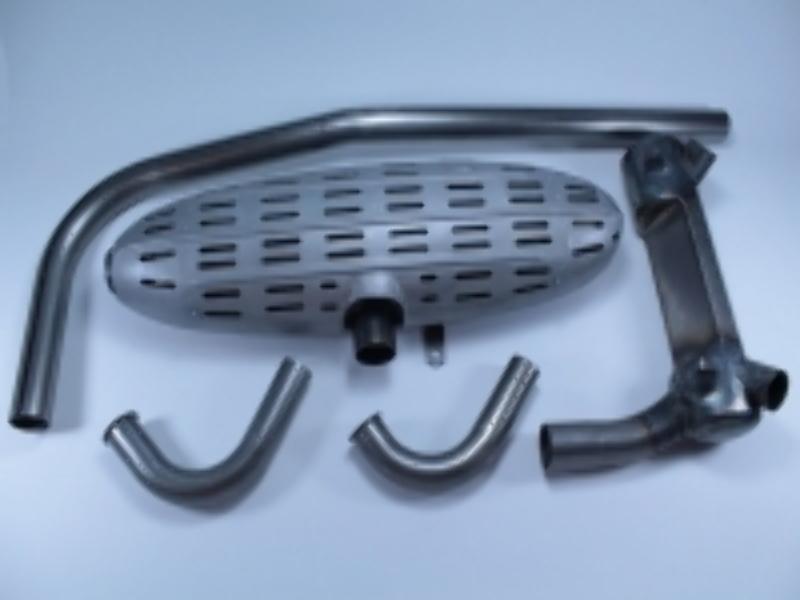 Auspuffanlage / Auspuff für BMW R75 Motorrad, 6-teilig mit Schutzgitter