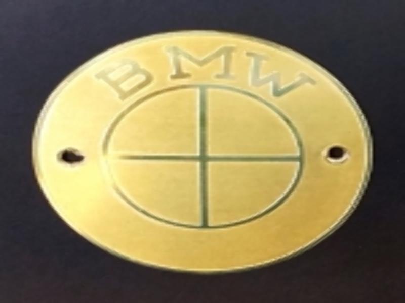 Emblem für Kotflügel o. Tankembleme für BMW Oldtimer, Messing, (1 Stück), 61 mm, konvexe Oberfläche