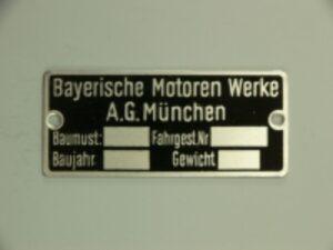 Typenschild BMW leer