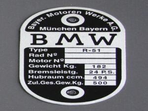 Typenschild BMW R51