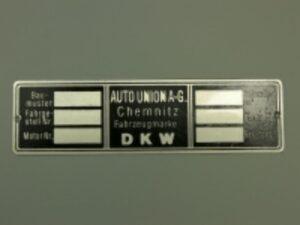 Typenschild DKW CHEMNITZ II leer
