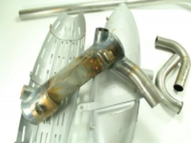 Auspuffanlage / Auspuff für BMW R75 Motorrad, 6-teilig mit Schutzgitter – Bild 4