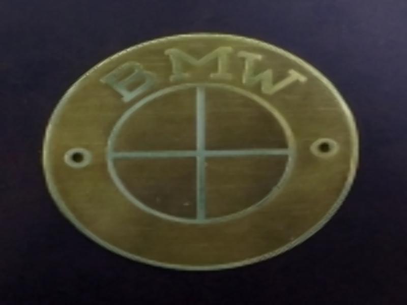 Emblem für Kotflügel o. Tankembleme für BMW Oldtimer, Messing, (1 Stück), 61 mm, flache Oberfläche