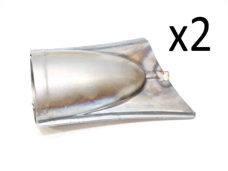 (1 Paar) Auspuffendtopf - Endtopf - Fichschwanz Form für DKW 250 NZ, 70mm, roh