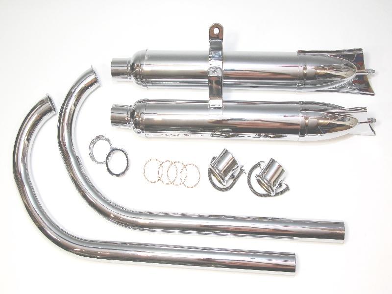 Auspuffanlage für DKW 200, 250, NZ, SB, KM, LUXUS, Motorräder Ver. 605/70 mm, verchromt – Bild 2