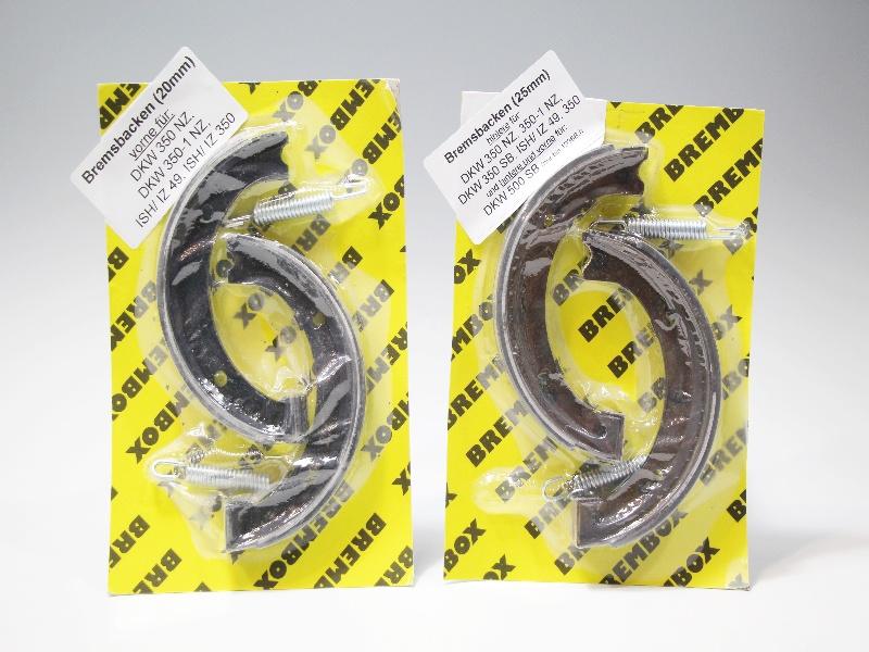 2 Bremsbacken Sätze (vorne und hintere) mit Feder DKW 350 NZ,350-1 NZ, ISH IZ 49 – Bild 2