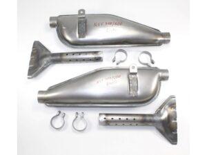 Auspufftöpfe, Auspufftopf (L+R) NSU 351, 501, OS, OSL Motorräder, Nachbau, Rohzustand