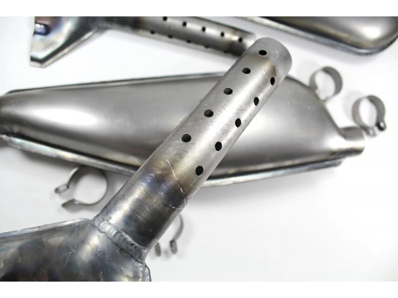 Auspufftöpfe, Auspufftopf (L+R) NSU 351, 501, OS, OSL Motorräder, Nachbau, Rohzustand – Bild 10
