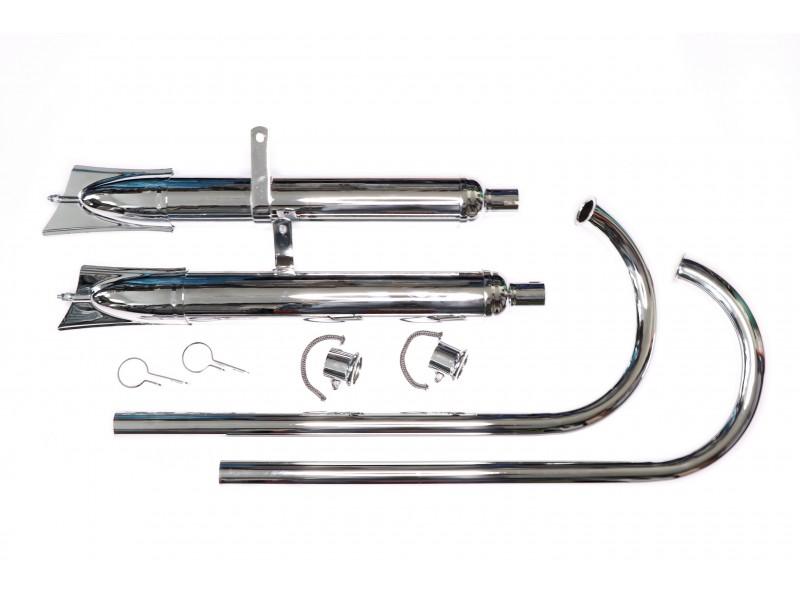 Auspuffanlage ZÜNDAPP DB200 verchromt Komplett-Set