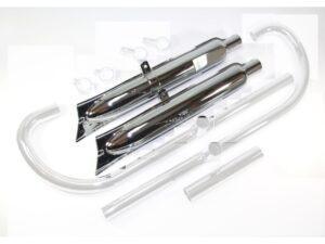 Auspufftöpfe verchromt – BMW R61/R66/R71, Paar mit Schalldämpfereinsatz