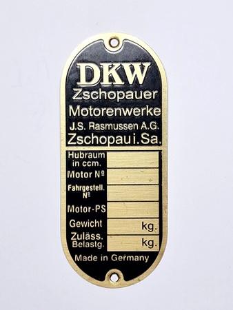 Typenschild DKW Zschopauer Messing 0,5mm